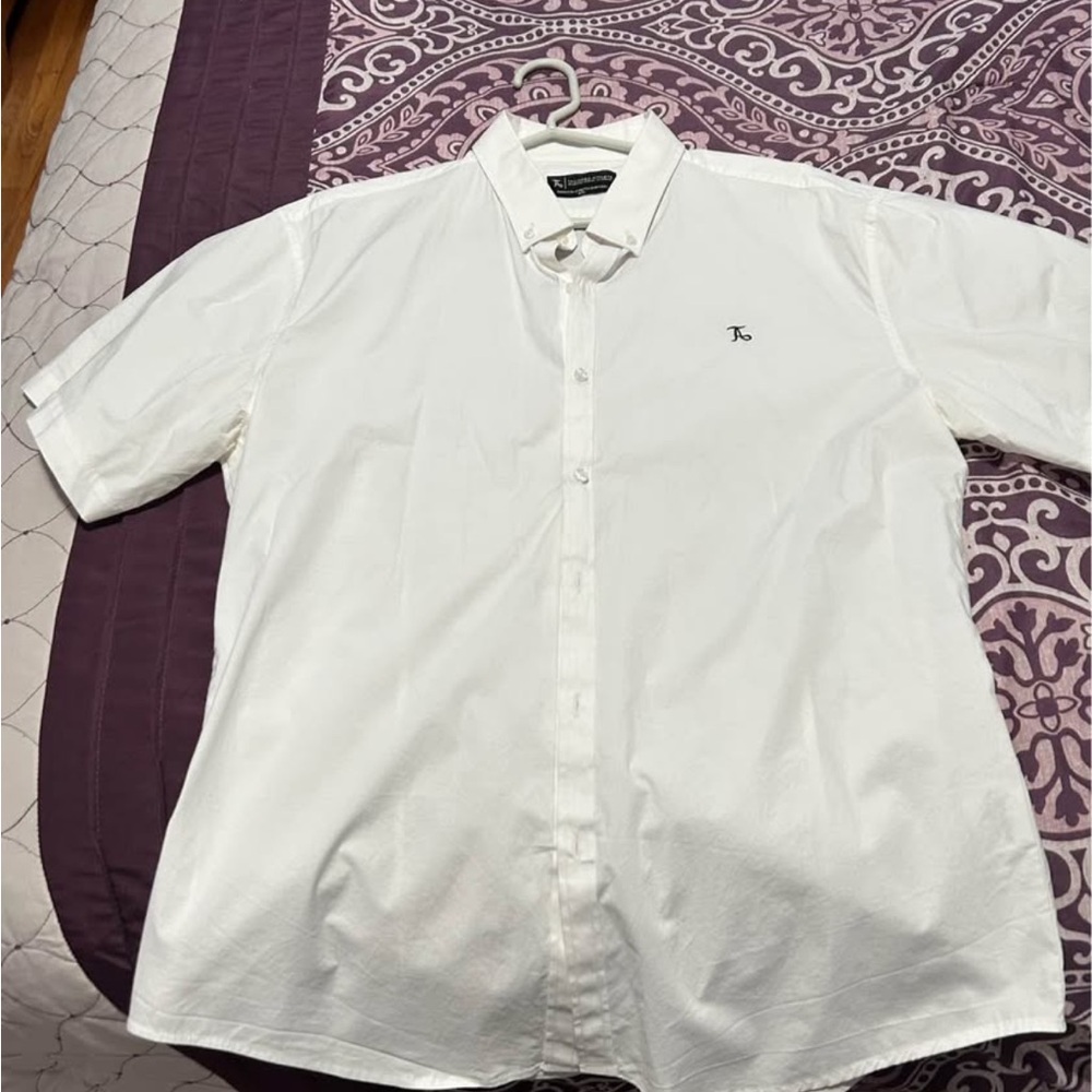 White Casual Button Down Shirt Classic Cotton men